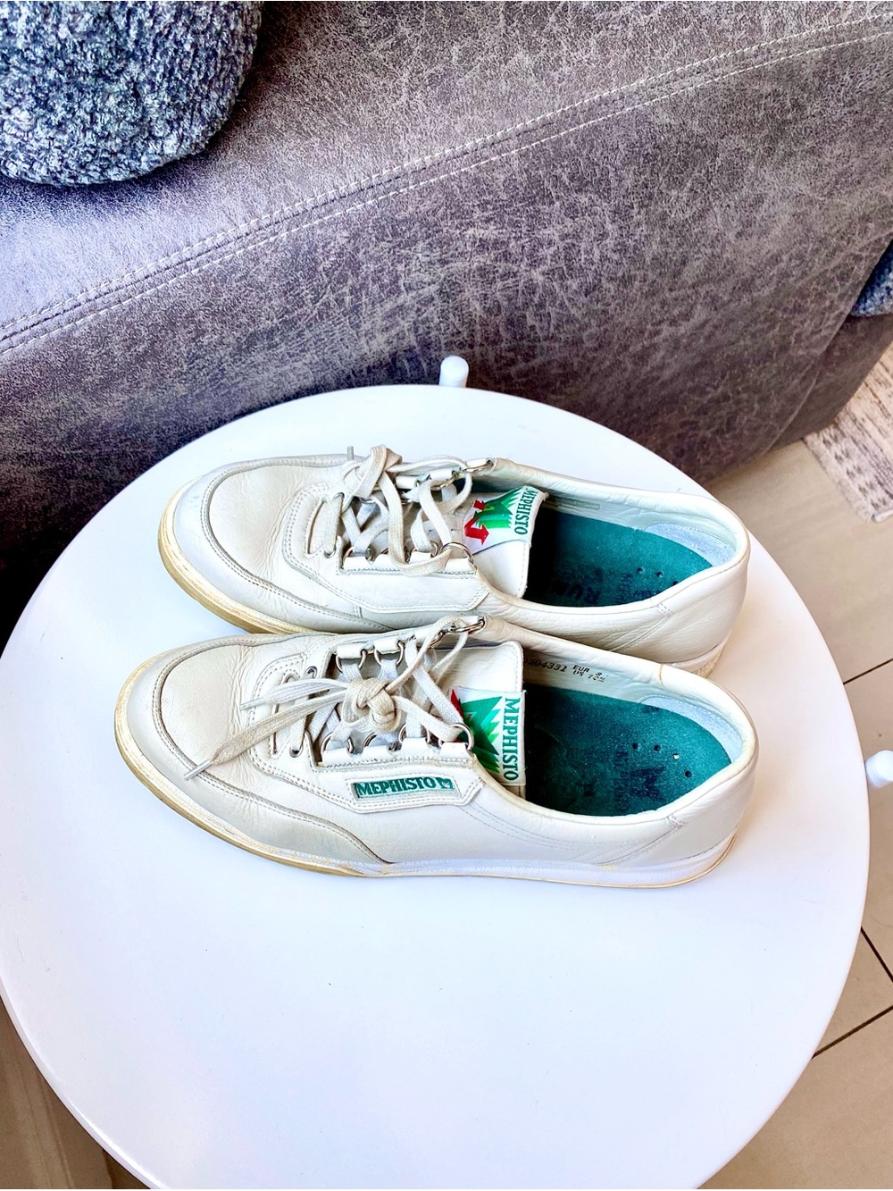 Mephisto Off-White Leather Lace-Up Sneakers US 10.5/ EUR 8